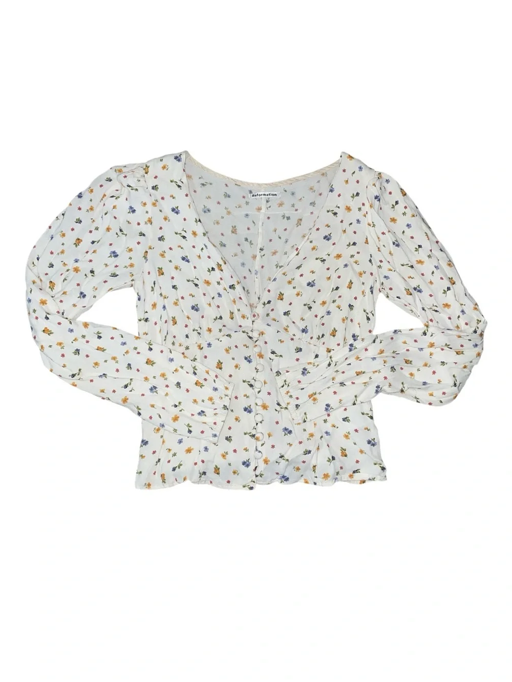 Reformation floral puff sleeve blouse